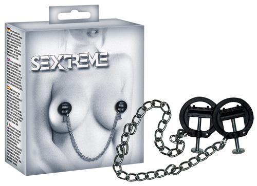 Sextreme Skřipce na bradavky utahovací s řetízkem Sextreme