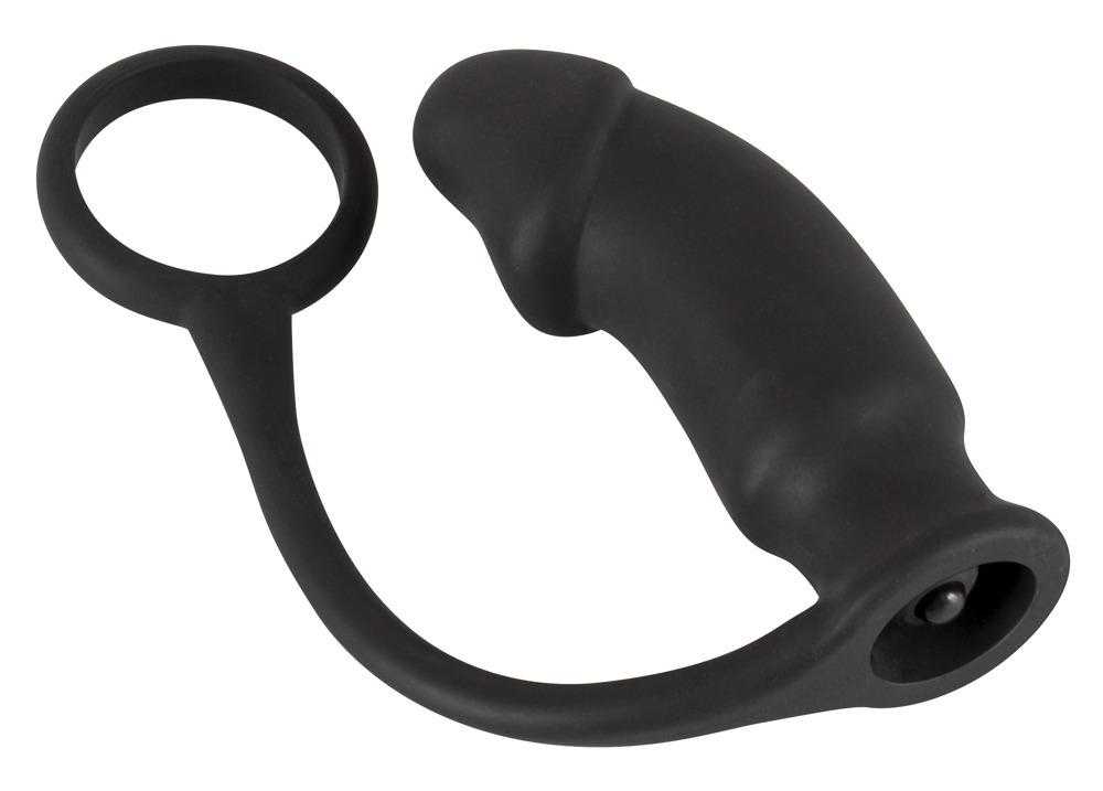 Black Velvets Erekční kroužek a vibrační anální kolík Black Velvets