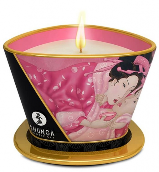 Shunga libido stimulující masážní svíčka Magic Rose (170 ml)