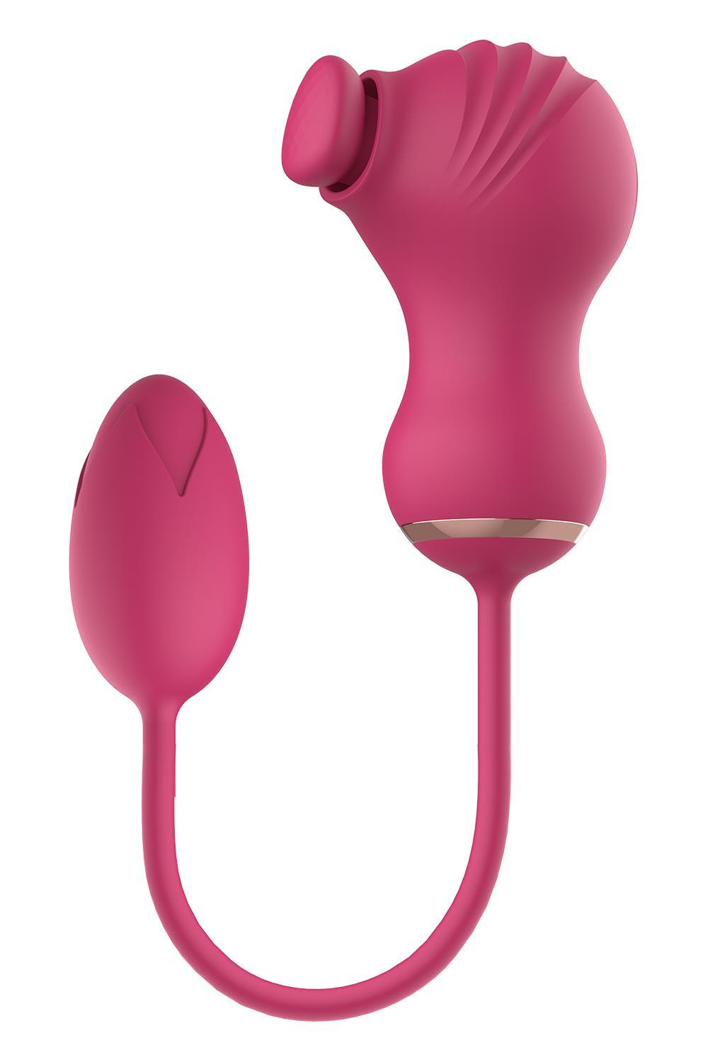 Essentials Duální stimulátor s vibračním vajíčkem - růžový Dream Toys