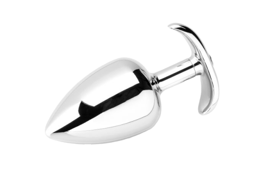 ZENN Smooth Metal Butt Plug with Diamond - Large