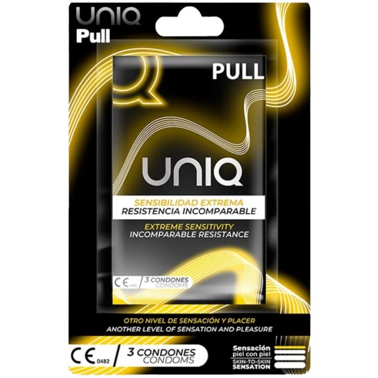 UNIQ - PULL LATEX FREE CONDOMS WITH STRIPS 3 UNITS
