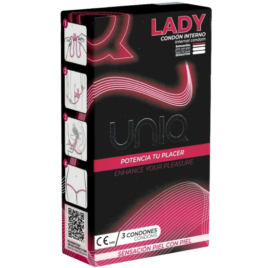 UNIQ - LADY CONDOM LATEX FREE FEMALE CONDOMS WITH GARTER BELT 3 UNITS