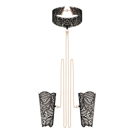 ROSY GOLD - Lace Cuffs and Collar - Black