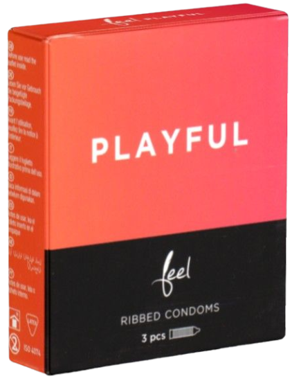 Feel «Playful» condoms with intense ribs - stimulating for HIM 3 pcs