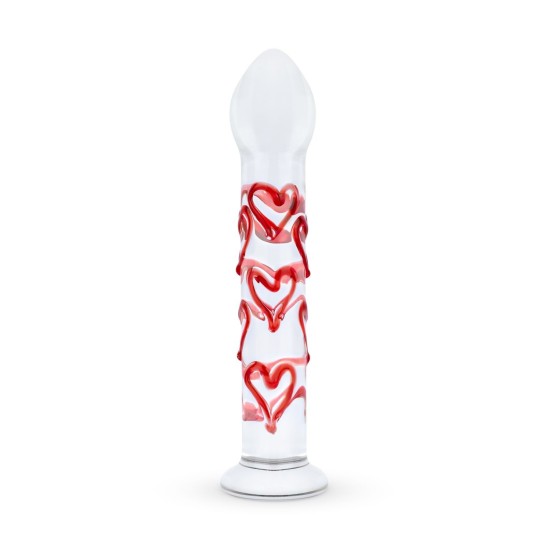 GILDO - Skleněné dildo na bod G/prostatické dildo s motivem Srdce č. 30