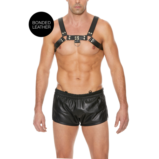 Kožený harness typu Bulldog - L/XL