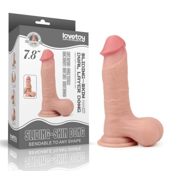 7.8'' Sliding Skin Dual Layer Dildo - Celá varlata