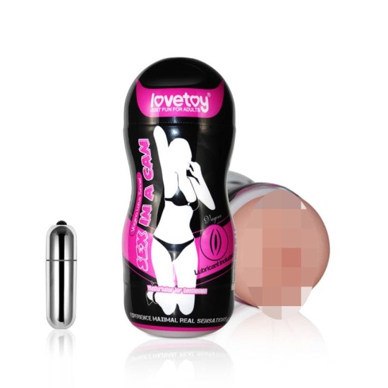 Vibrační vaginální tunel v plechovce
