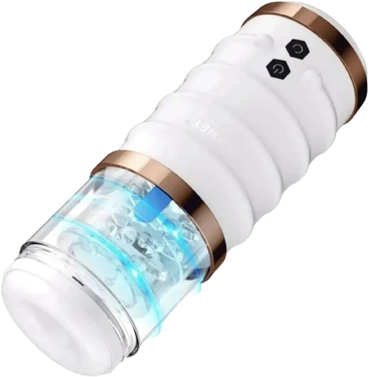 Honey Play Warrior Auto Thrusting Stroker Automatic Male Masturbator Bílý
