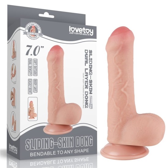7'' Dildo s posuvnou kůží a dvouvrstvým materiálem - Tělová