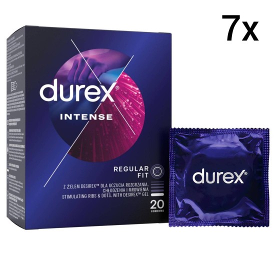 Durex Intense Orgasmic – vroubkované kondomy (140 ks)
