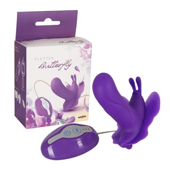 Motýlek vibrační s penisem Flutter Butterfly - fialový