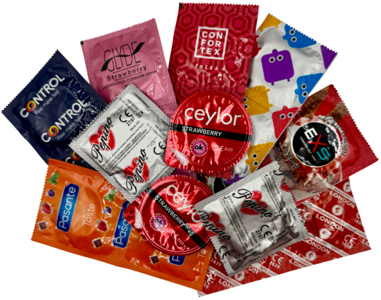 Sada jahodových kondomů – Strawberry mix pack (18 ks)